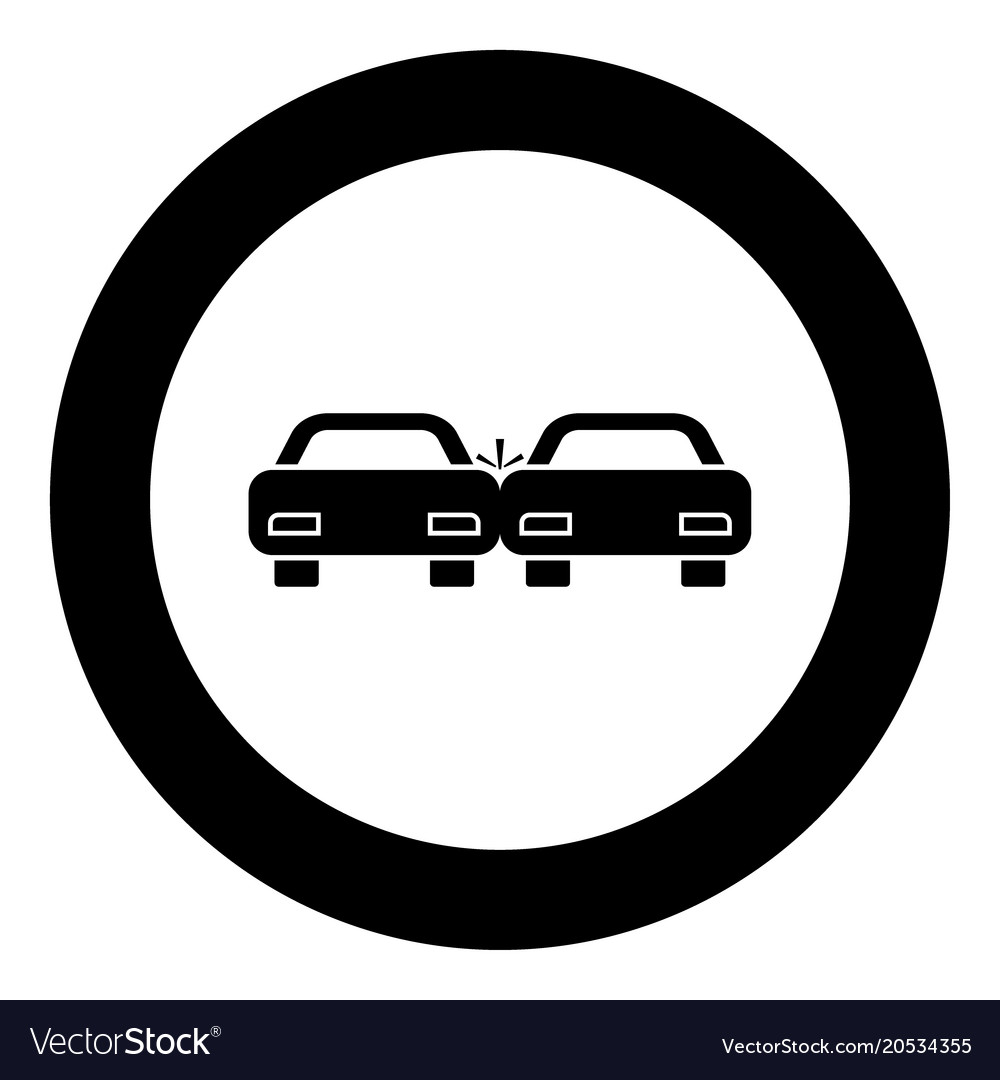 Crashed cars icon black color in circle