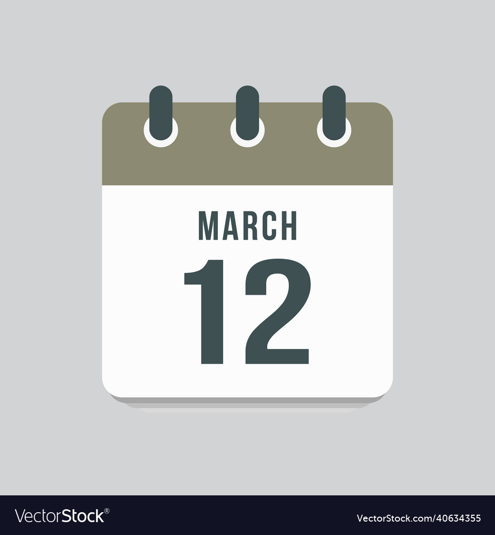 Icon day date 12 march template calendar page Vector Image