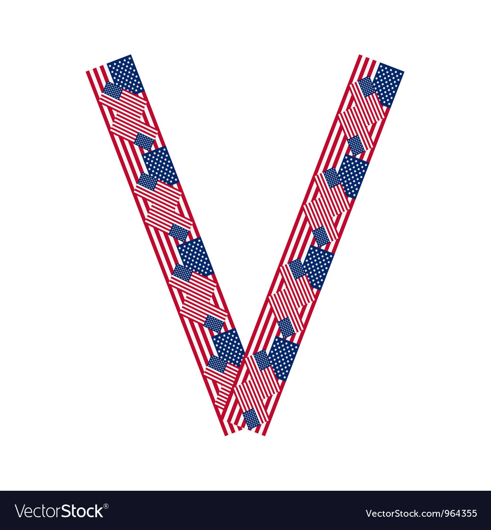 Letter v made of usa flags