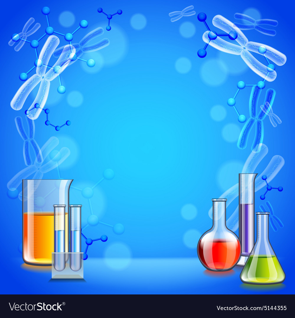 Science background with test tubes and flasks Vector Image