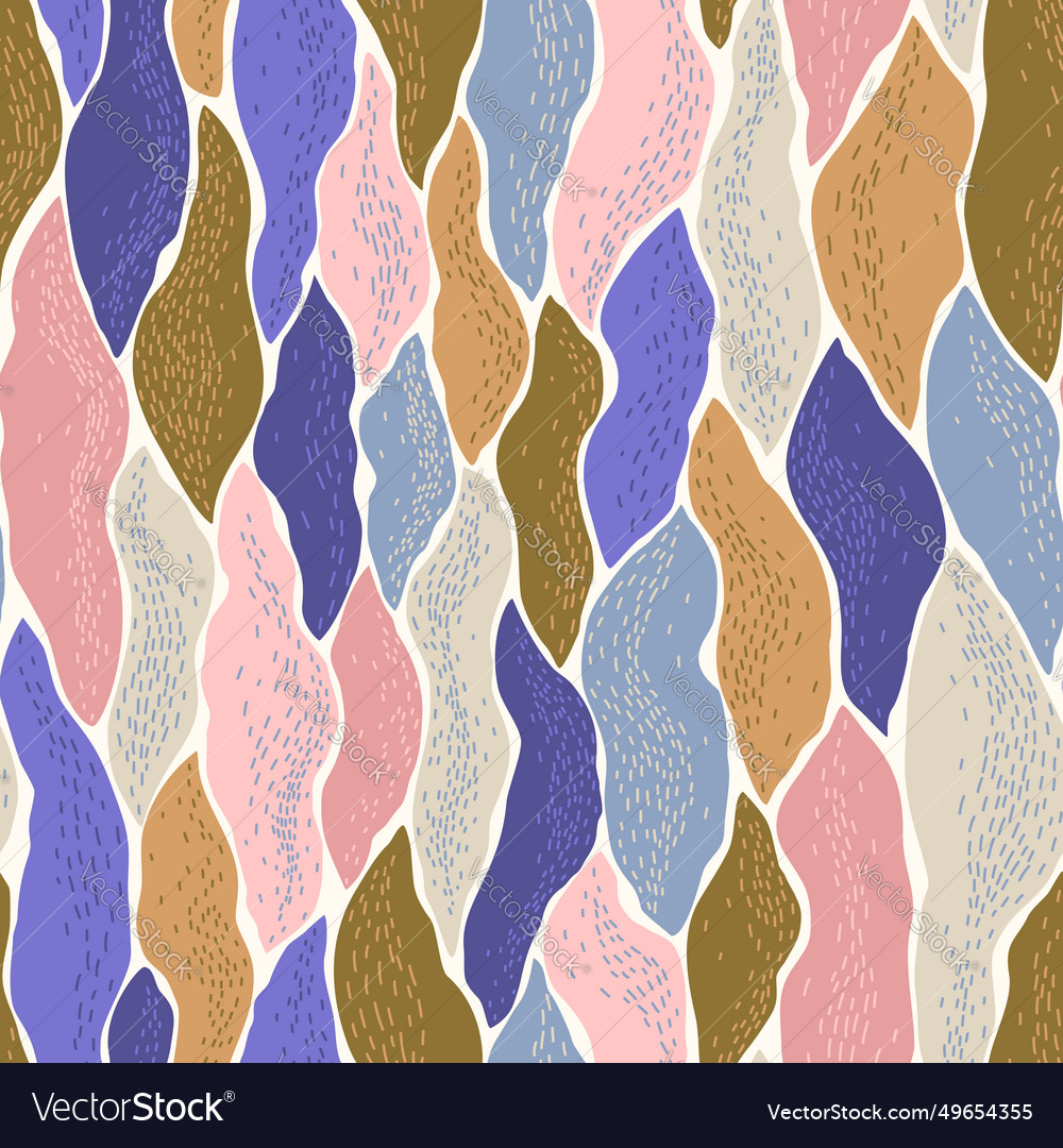 Seamless pattern of abstract colored leaves