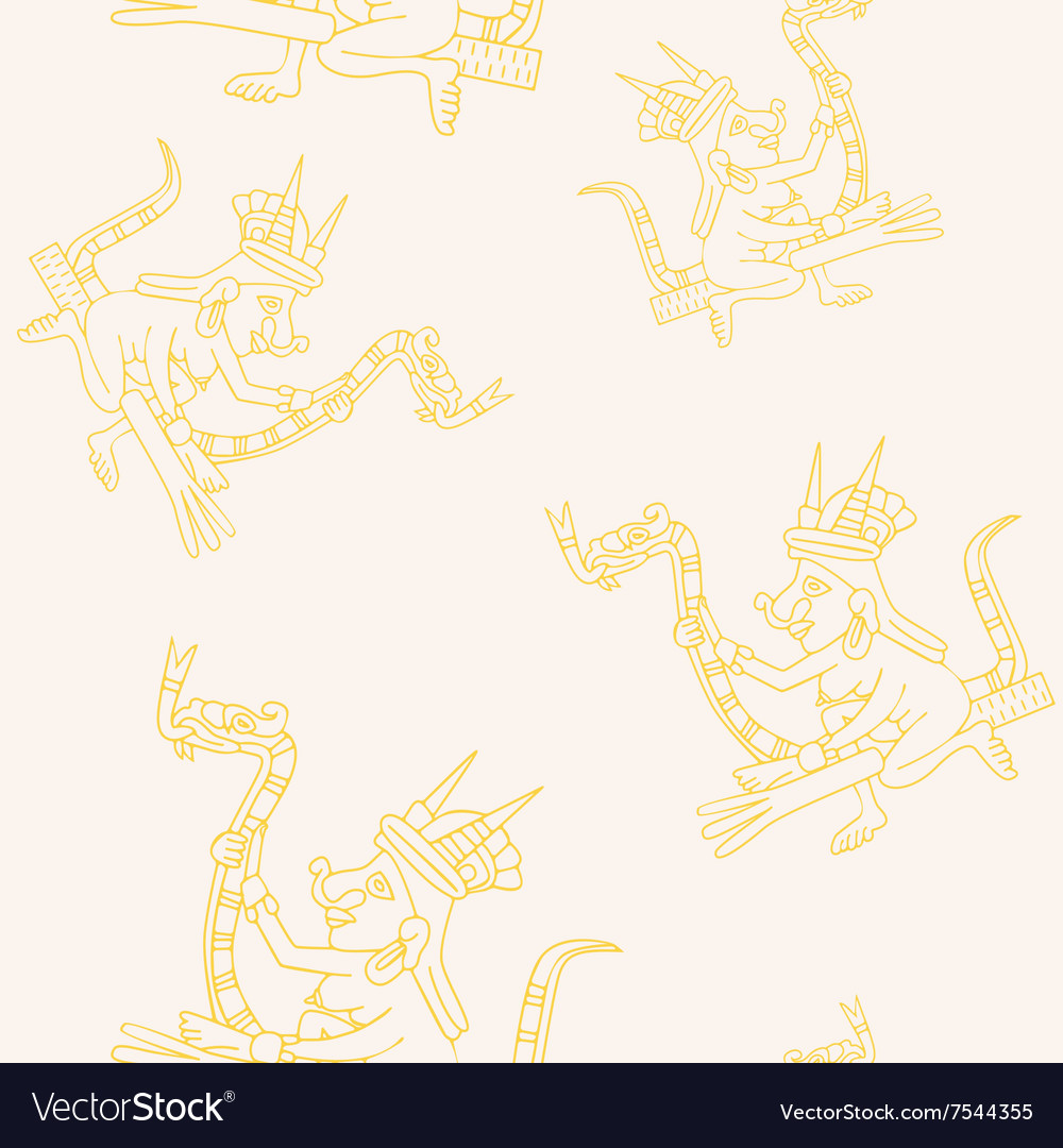 Seamless pattern with symbols from aztec codices