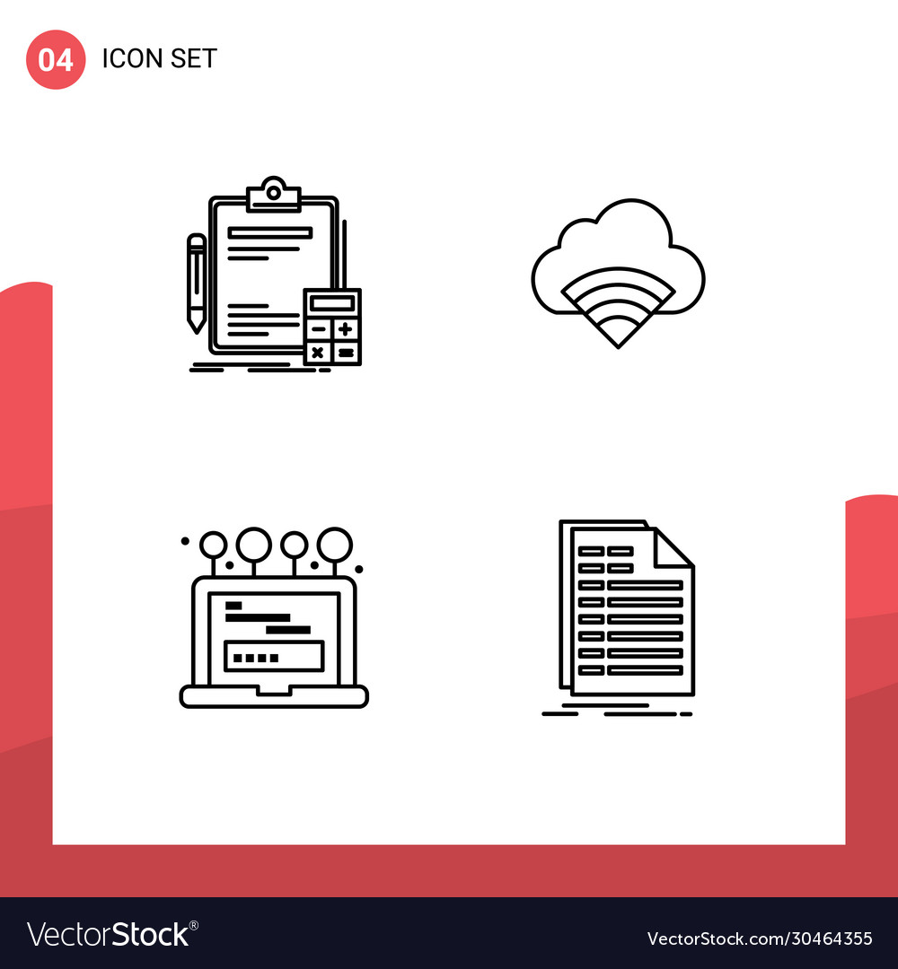 Set 4 gefüllte Flachfarben auf dem Gitter