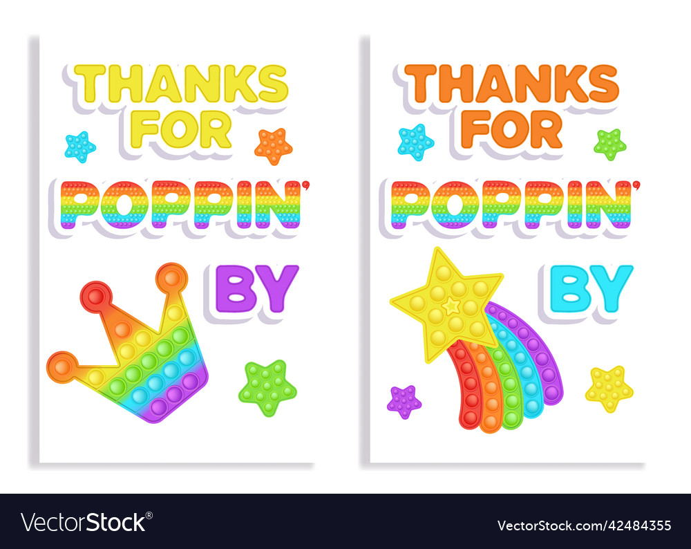 Set von 2 Geburtstag popit rainbow favor Karten