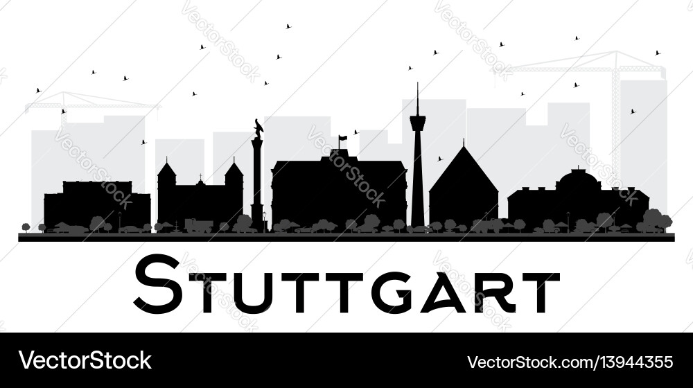 Stuttgart City Skyline Black And White Silhouette Vector Image