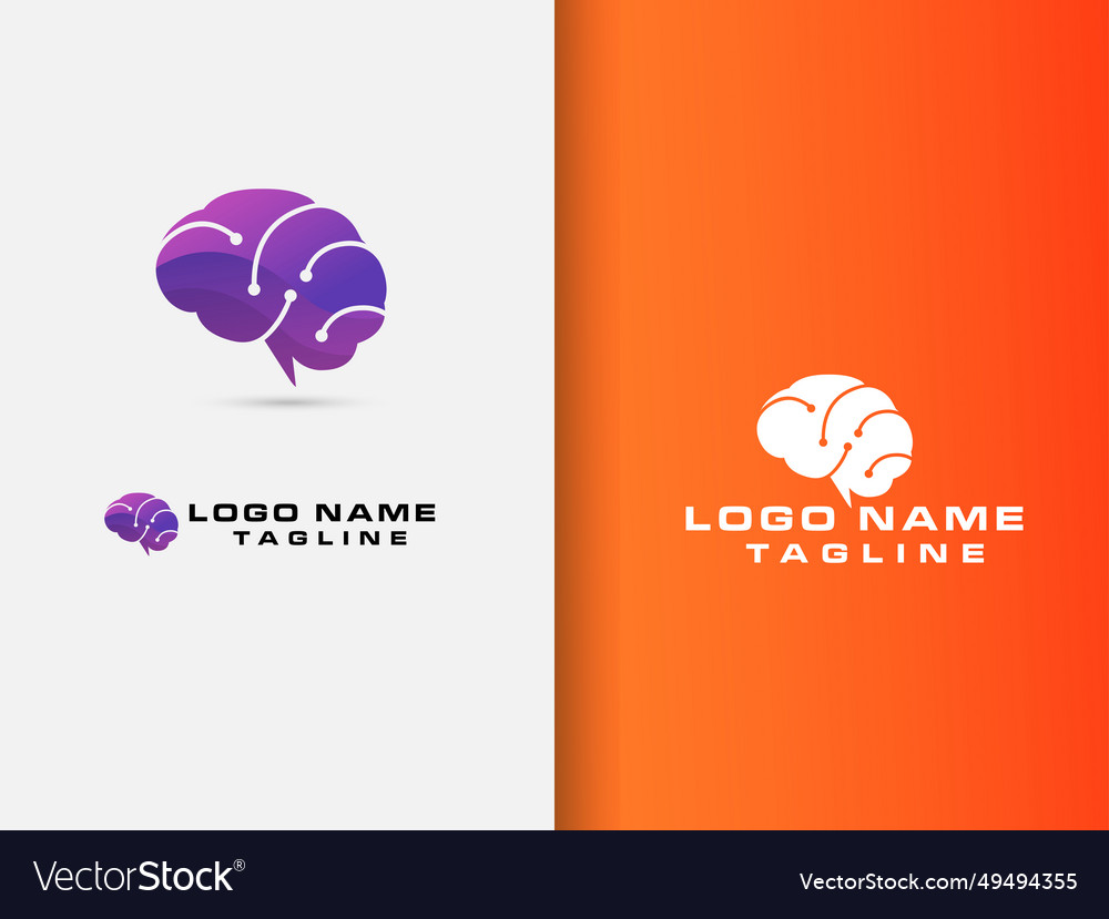 Tech brain logo design technology Royalty Free Vector Image