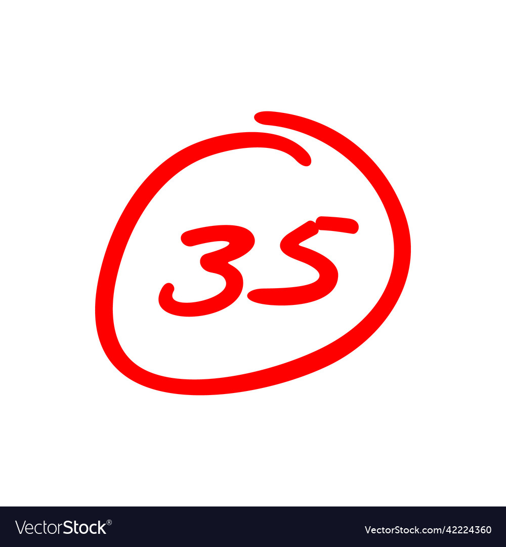 35 points test score red color