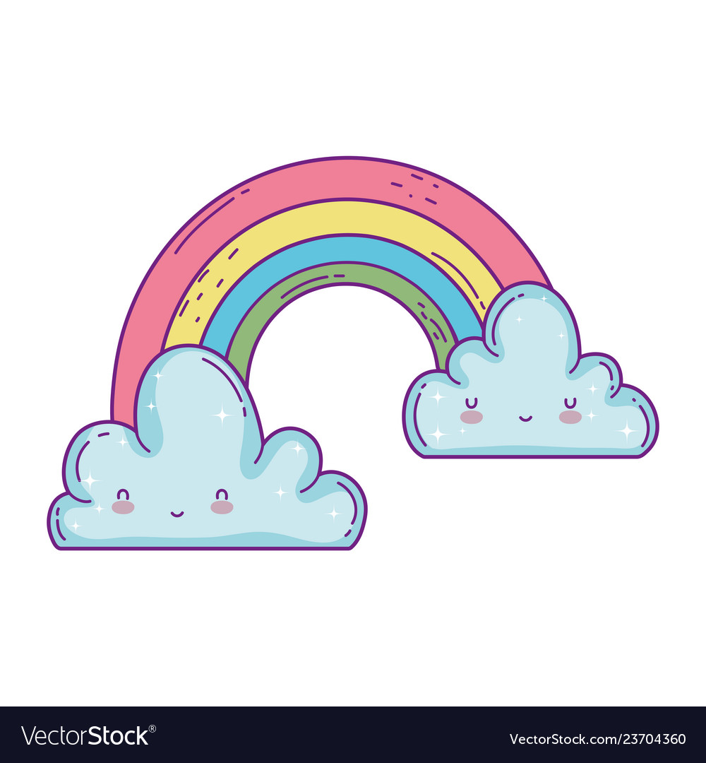 Clouds and rainbow kawaii characters Royalty Free Vector