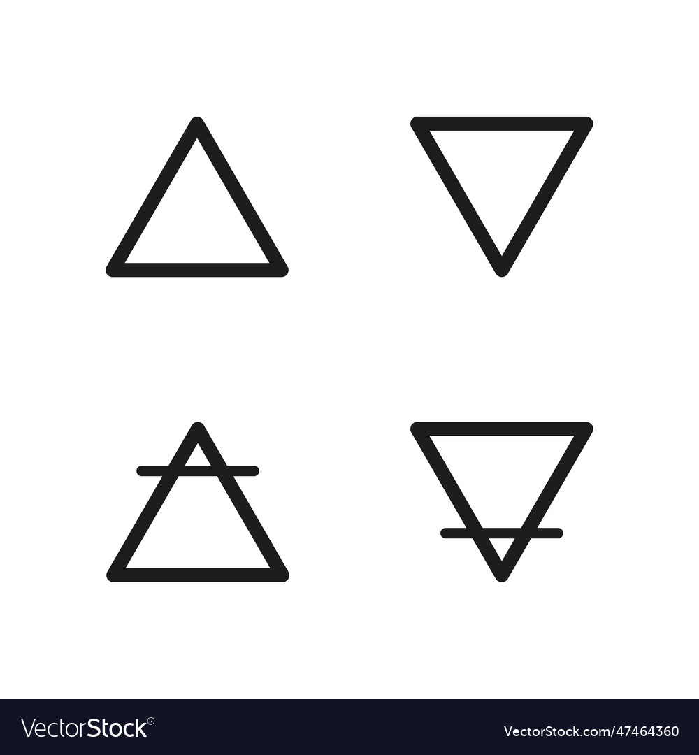 Four elements icons line triangle symbols set Vector Image