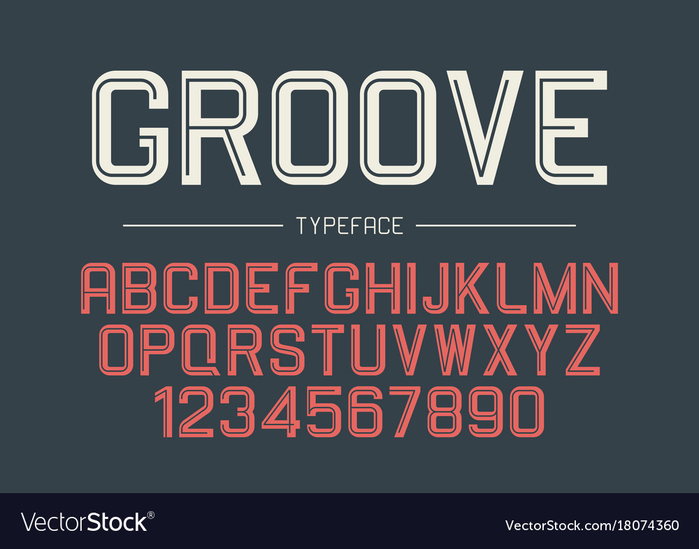 Groove decorative bold font design alphabet Vector Image