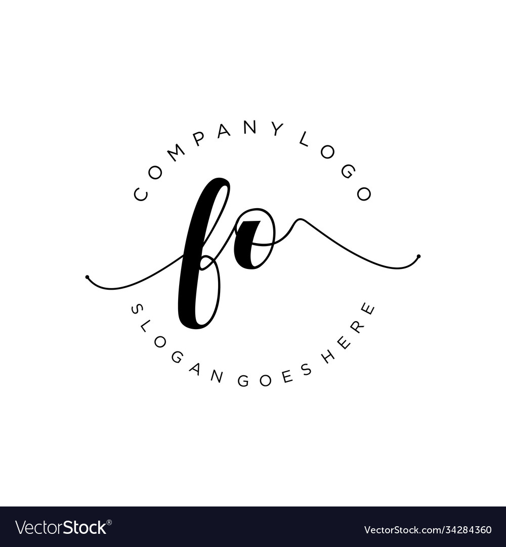 Initial fo handwriting logo with circle template Vector Image