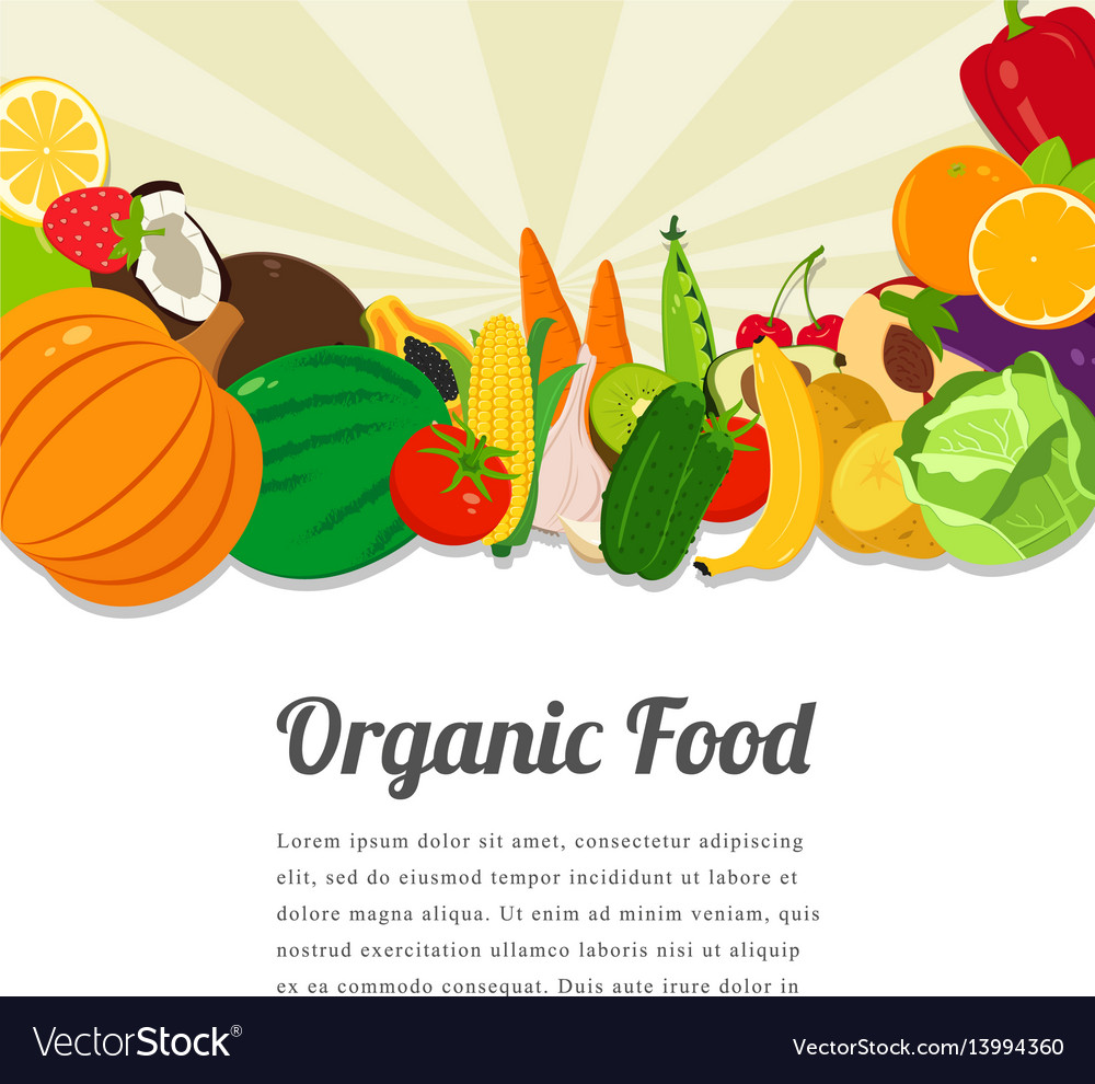 Organic food card design background Royalty Free Vector