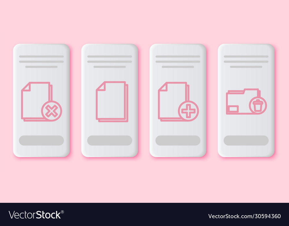 Set line delete file document add new vector image Set line delete file document add new