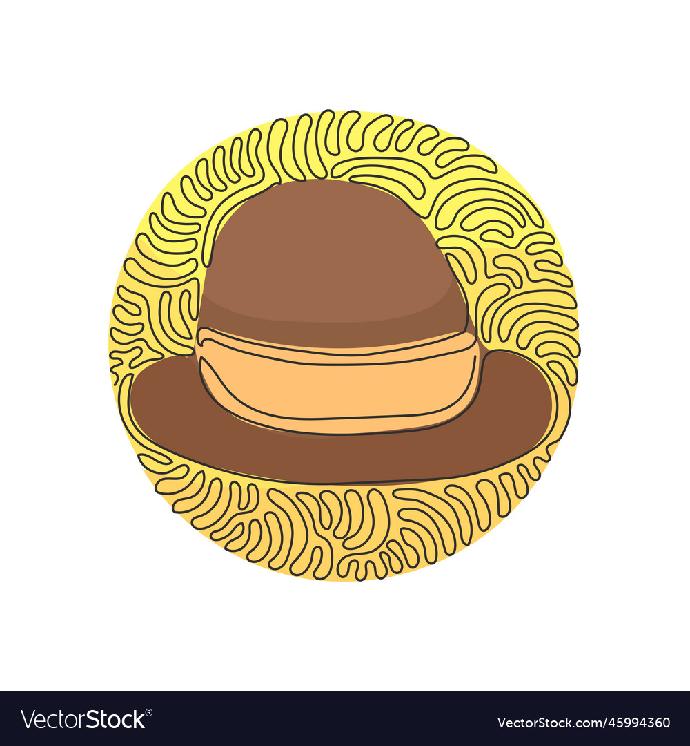Single one line drawing fedora hat side view