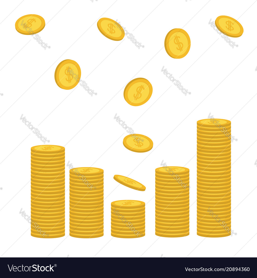 Stacks of gold coin icon flying falling down Vector Image