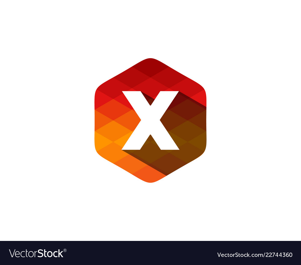 X Hexagon Pixel Letter Shadow Logo Icon Design Vector Image