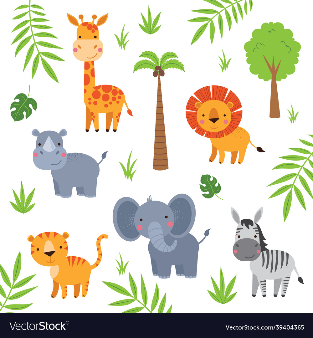 African animals nursery set Royalty Free Vector Image