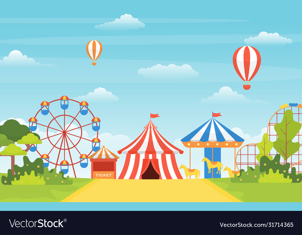 Amusement park circus carnival festival fun fair Vector Image