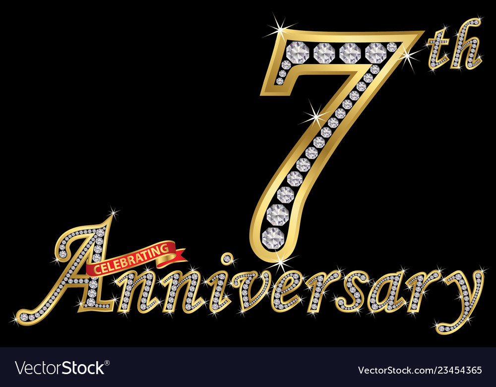 Celebrating 7th anniversary golden sign with Vector Image