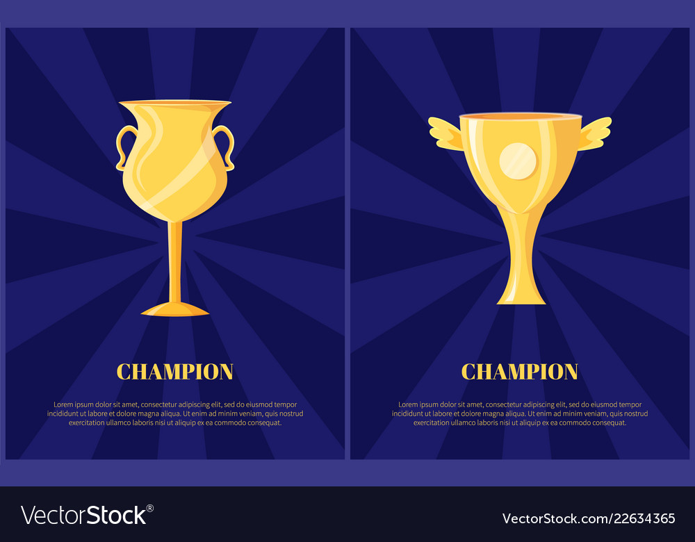 Golden trophy cup for champion Royalty Free Vector Image