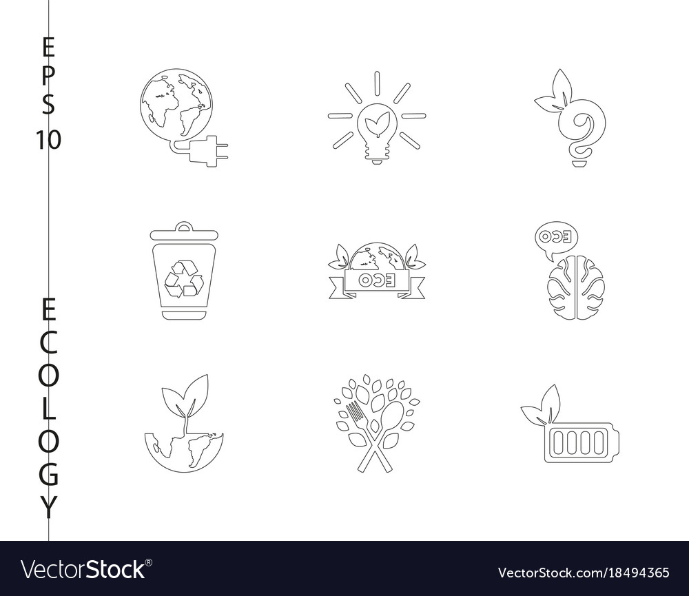 Green Ecology And Environment Icon Set In Format Vector Image