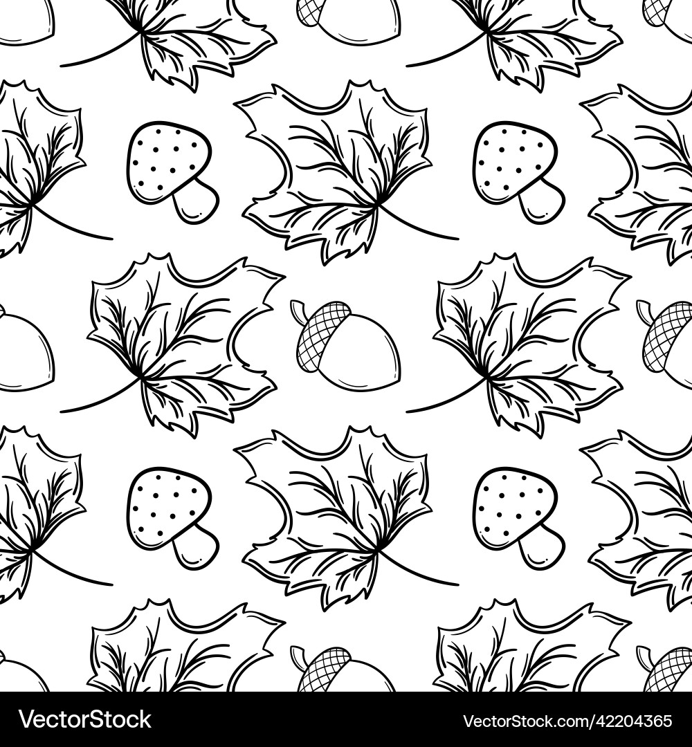 Hand drawn seamless pattern on autumn theme 1 Vector Image