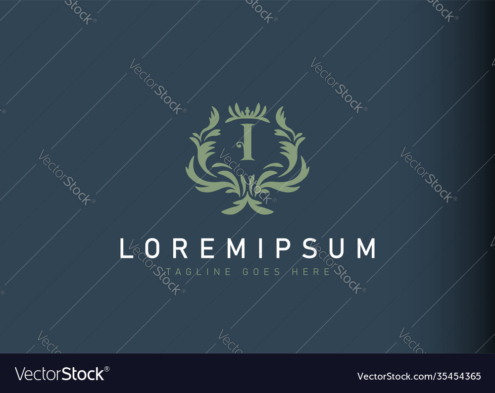 Heraldic initial letter i logo design elegant