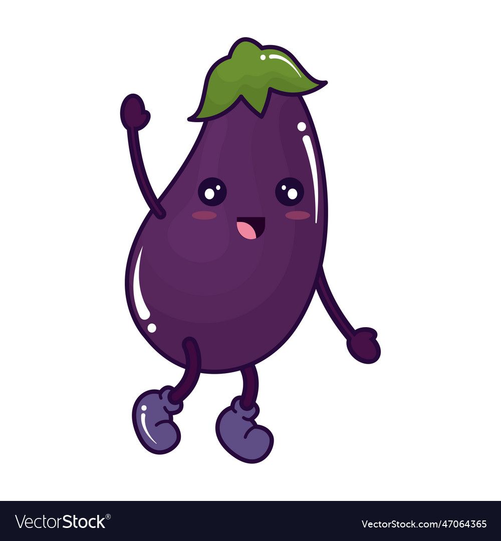 Isolated cute eggplant vegetable character