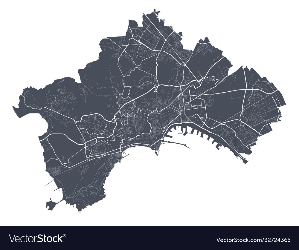 City Of Naples Map Naples Map Detailed Map City Poster Royalty Free Vector