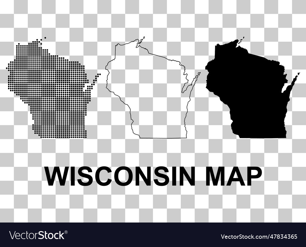 Set of wisconsin map shape united states of Vector Image