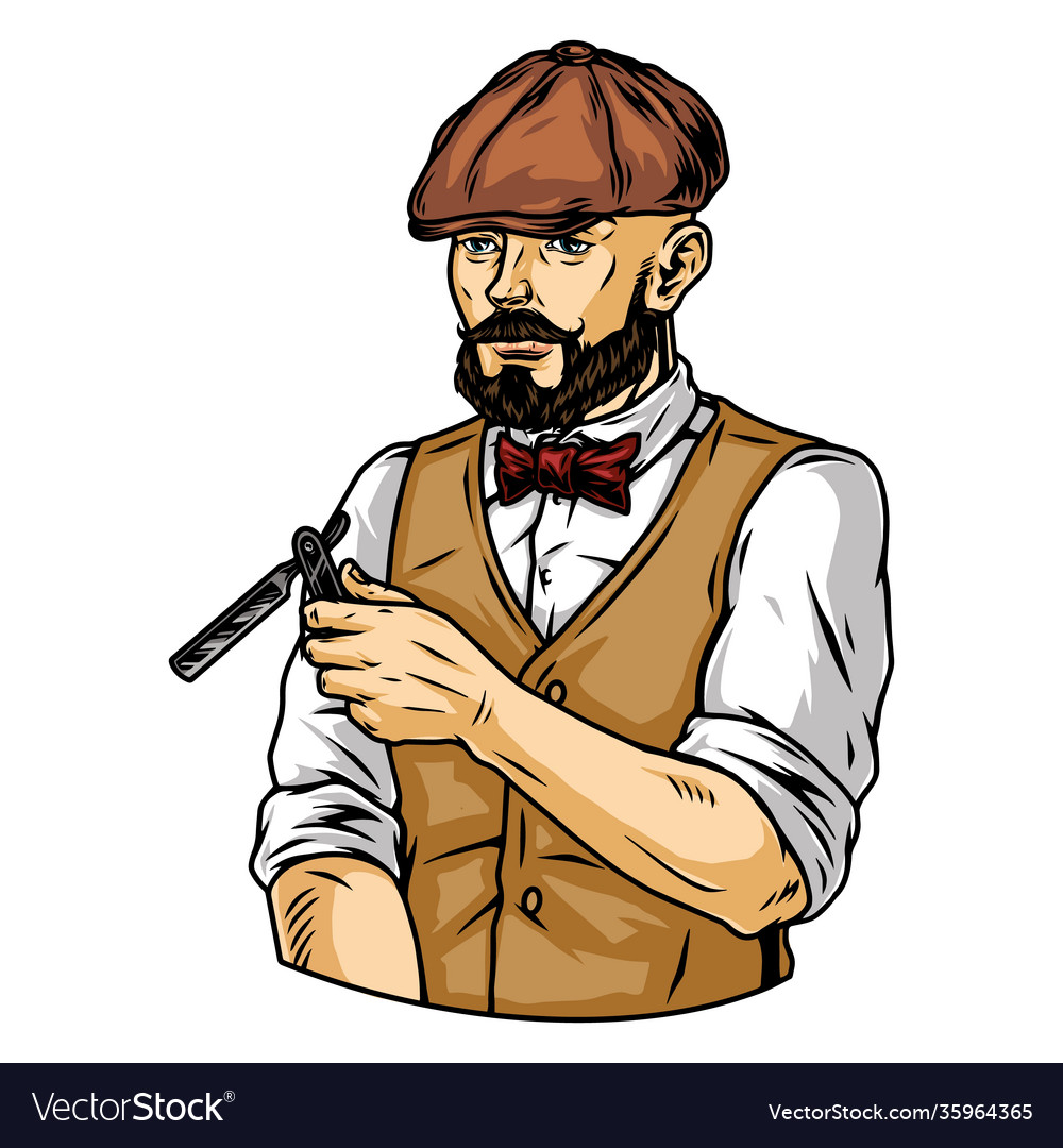 Stylish bearded and mustached barber Royalty Free Vector