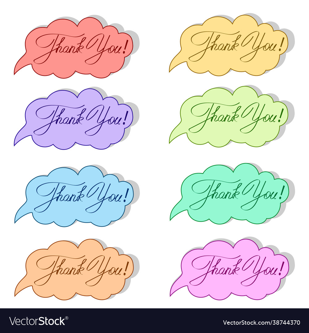 A set multi-colored phrases gratitude