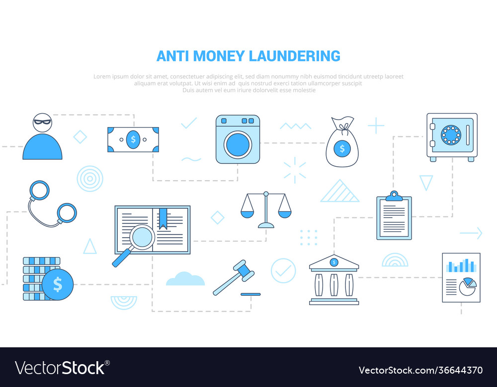 Aml Anti Geldwäsche Konzept mit Icon-Set