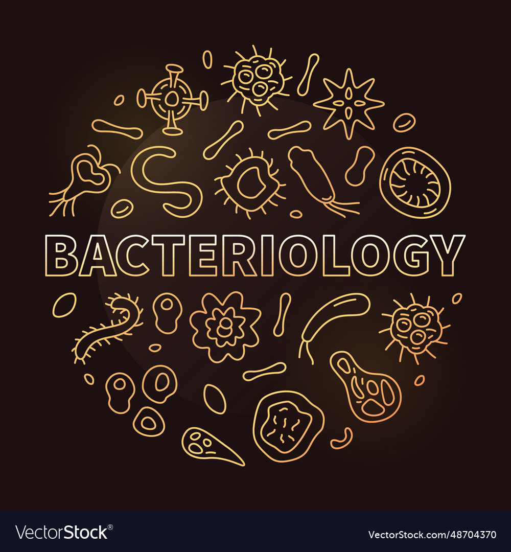 Bacteriology education concept round golden