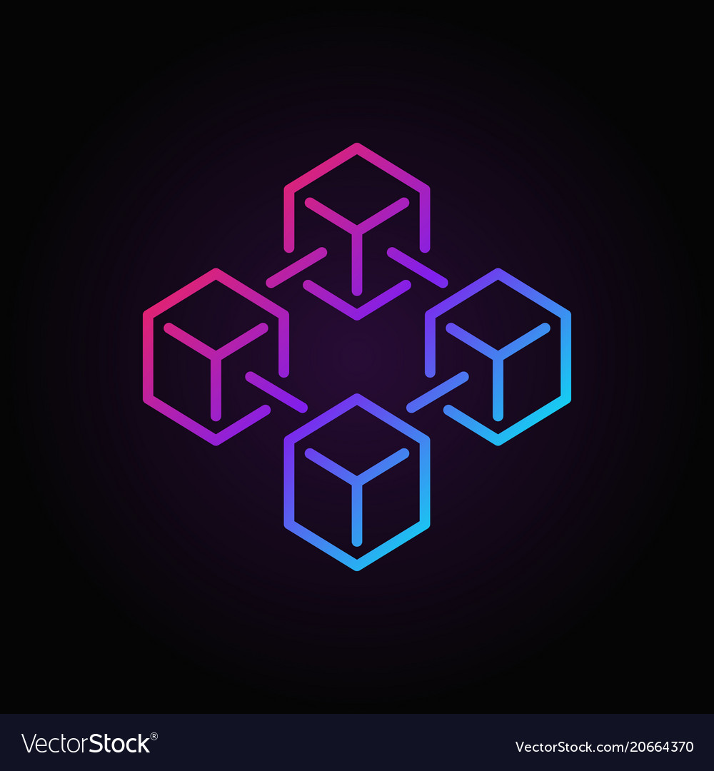 Blockchain colored icon made with 4 outline Vector Image