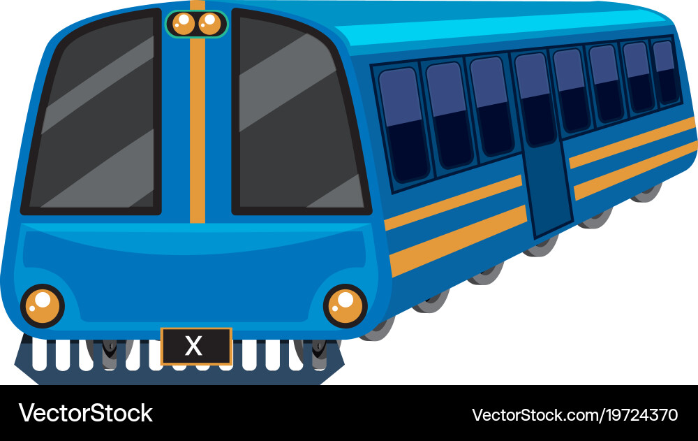 Blue train on white background Royalty Free Vector Image