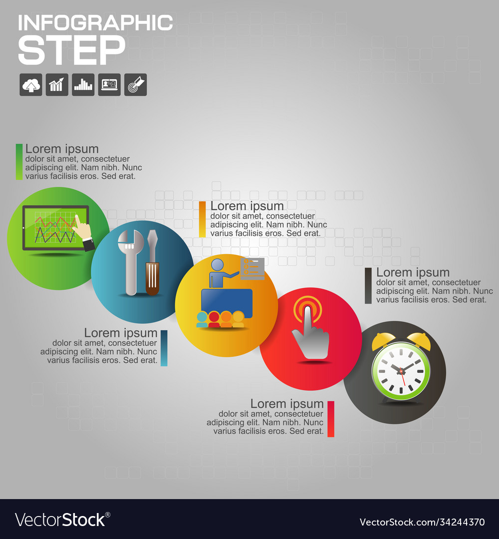 Business data process chart diagram with steps Vector Image