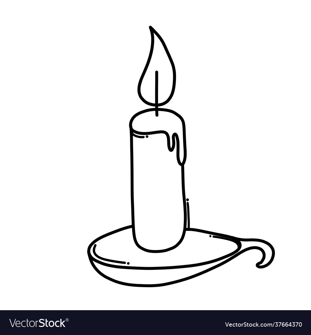 Candle doodle icon drawing sketch hand drawn Vector Image