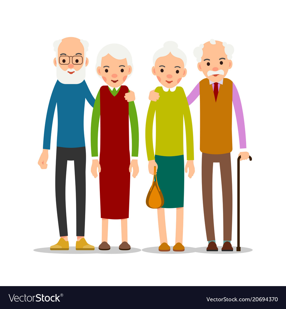 Couple older people two aged people stand Vector Image