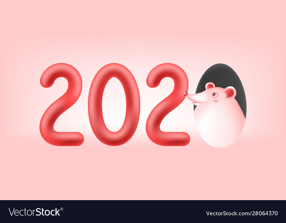Funny mouse or rat symbol new year greeting vector image Funny mouse or rat symbol new year greeting