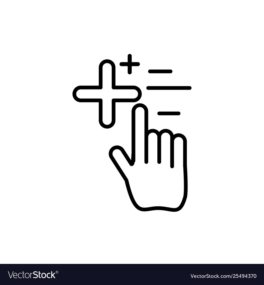 Hand cursor index with add pluss symbol