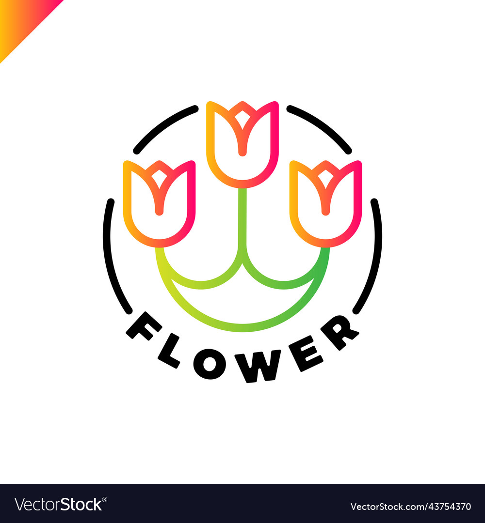 Logo of three flowers in the line style circle