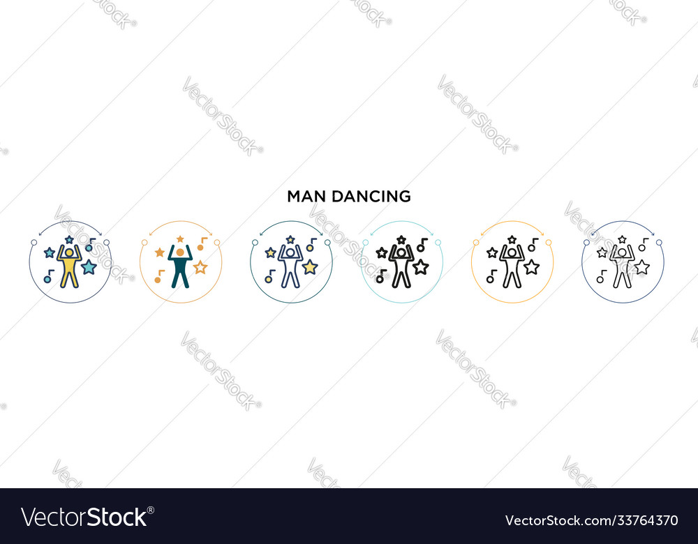 Man dancing icon in filled thin line outline