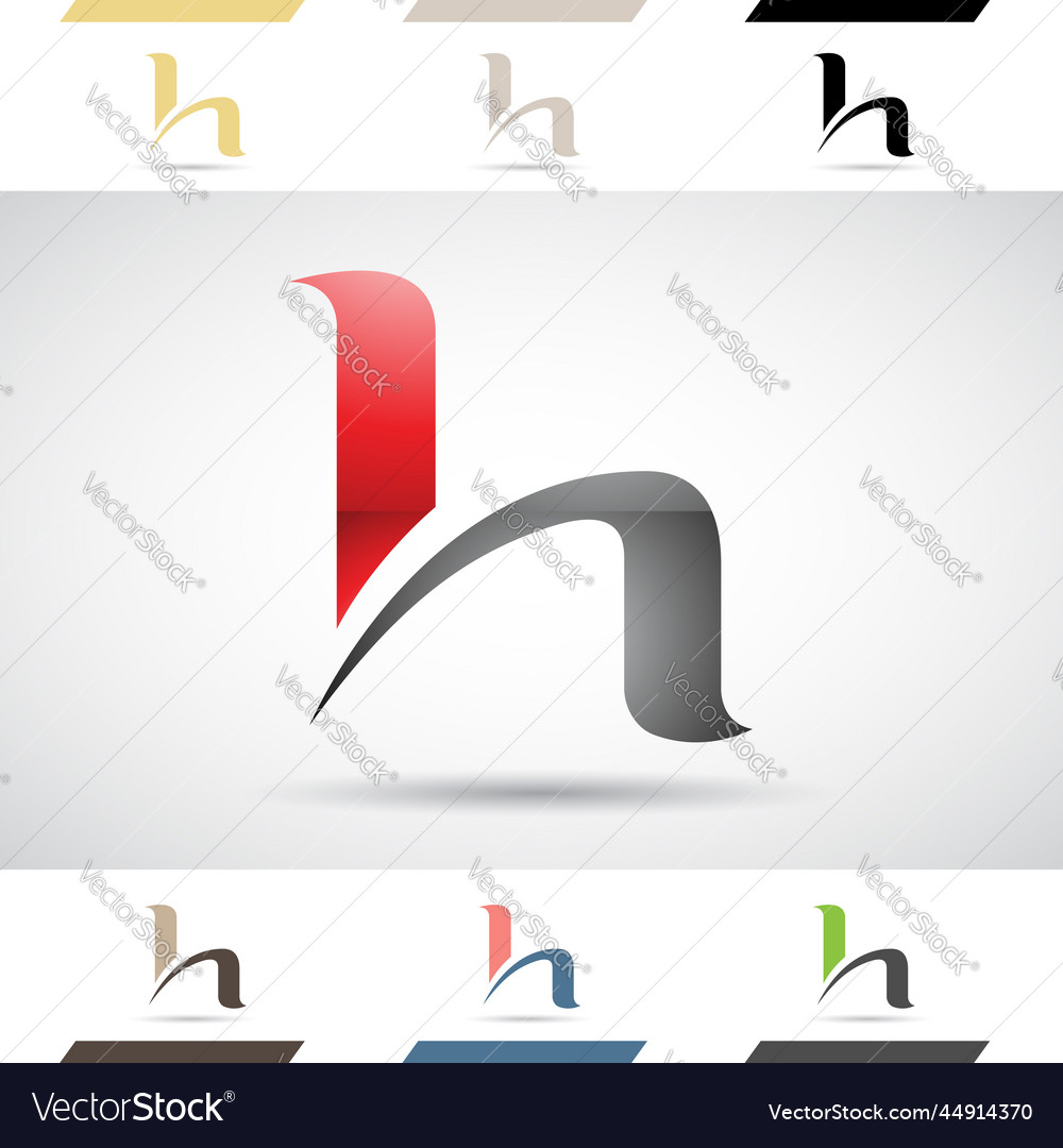 Red and black abstract glossy logo icon of letter