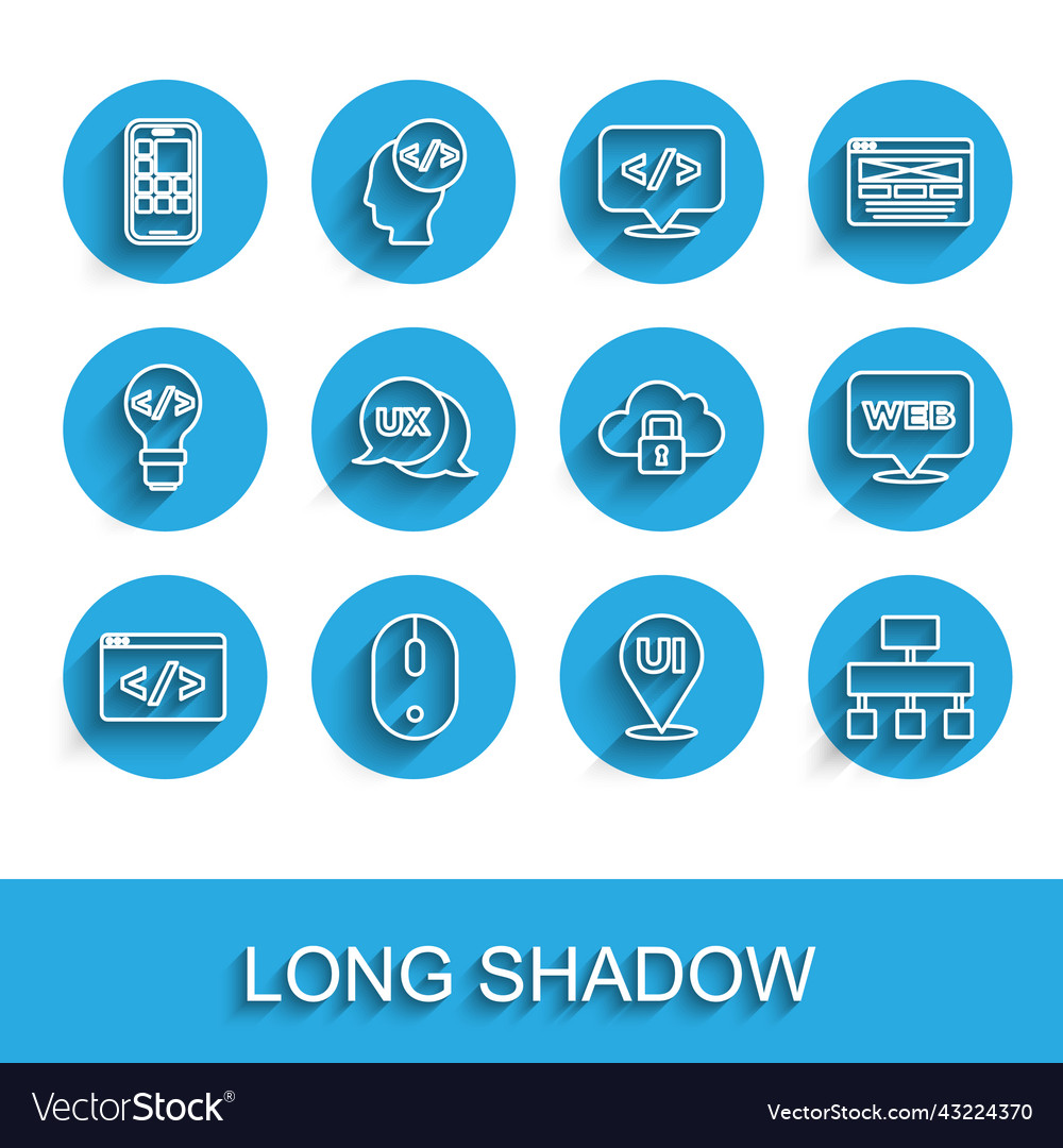 Set line front end development computer mouse vector image Set line front end development computer mouse
