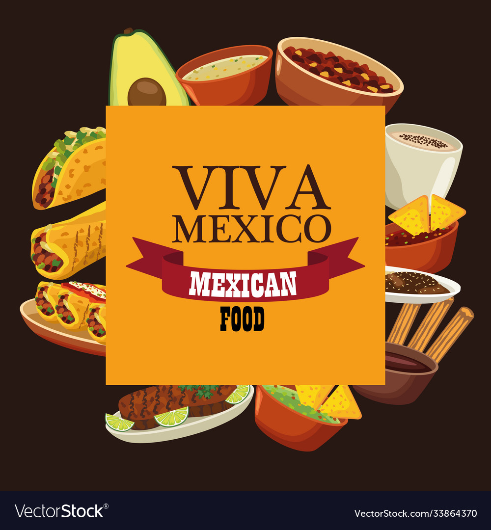 Viva mexico lettering and mexican food poster