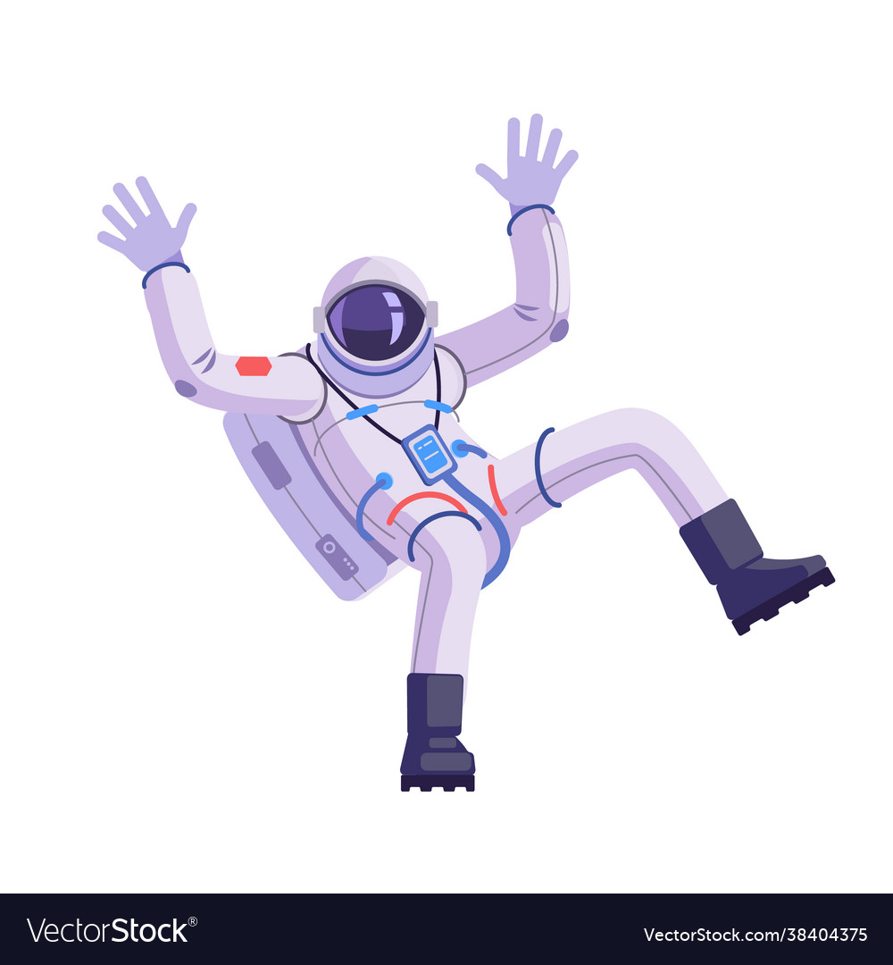 Astronaut or spacemen character with hands up