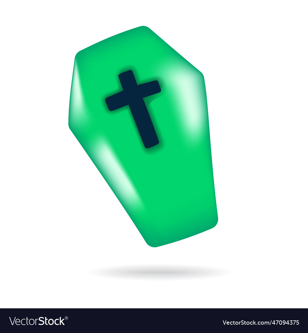 Cute 3d green coffin icon happy halloween