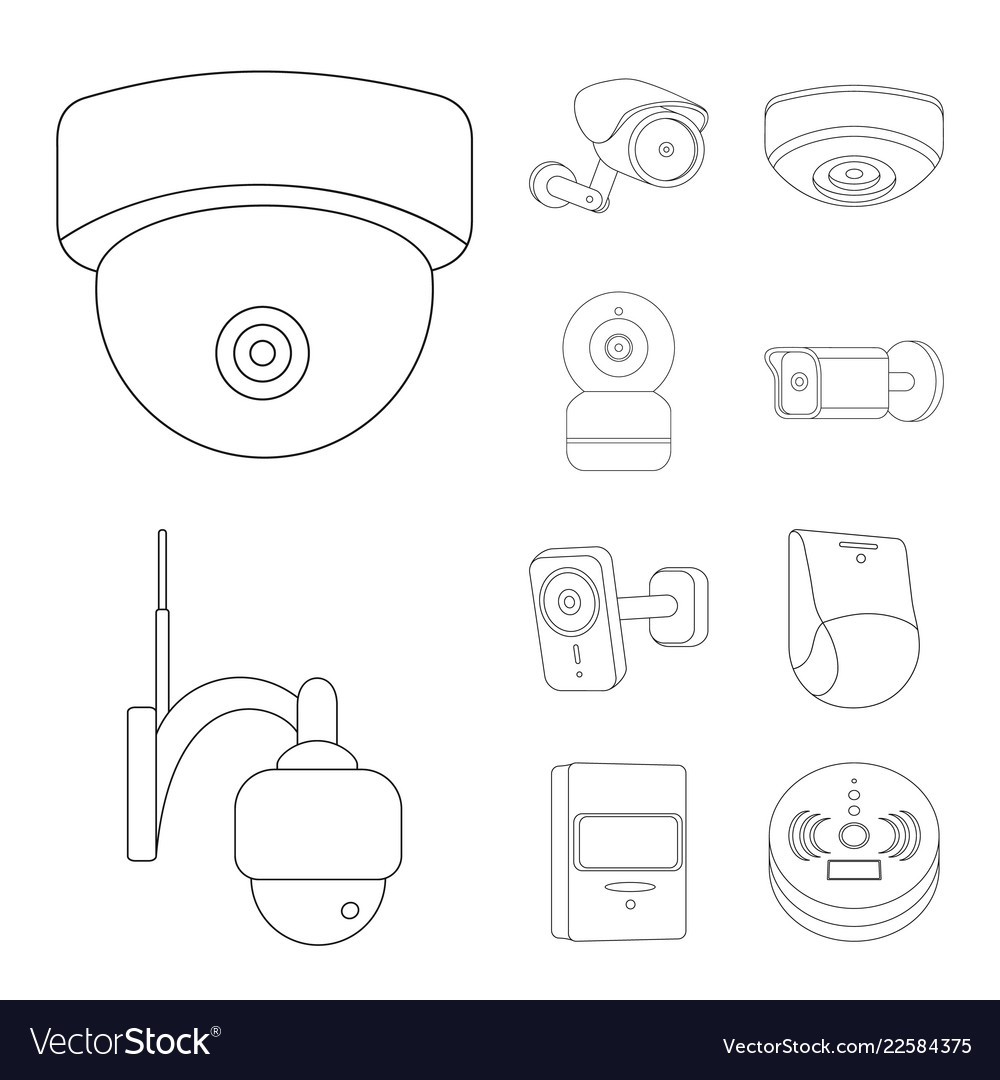 Design cctv and camera symbol set of Royalty Free Vector