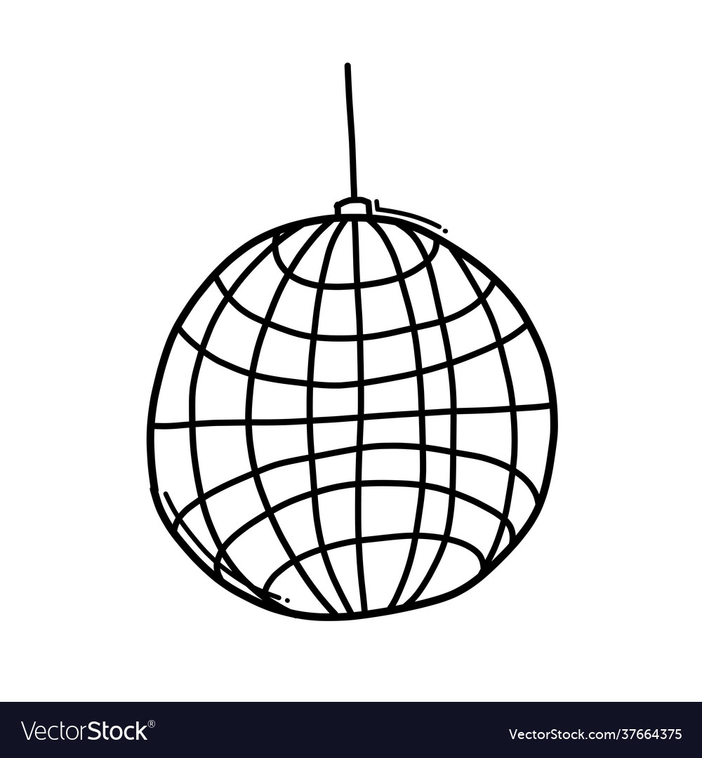 Disco ball doodle icon drawing sketch hand drawn Vector Image